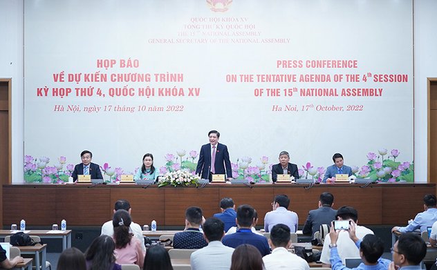 Kỳ họp thứ 4, Quốc hội khóa XV sẽ khai mạc vào ngày 20/10/2022, bế mạc vào ngày 15/11/2022