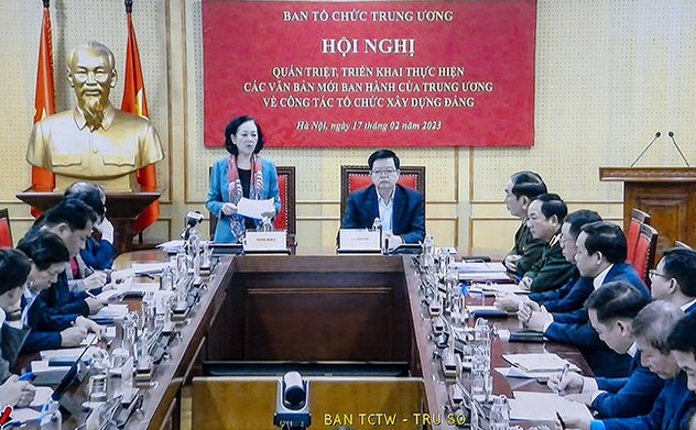 Hội nghị trực tuyến quán triệt, triển khai thực hiện các văn bản mới về công tác tổ chức xây dựng Đảng