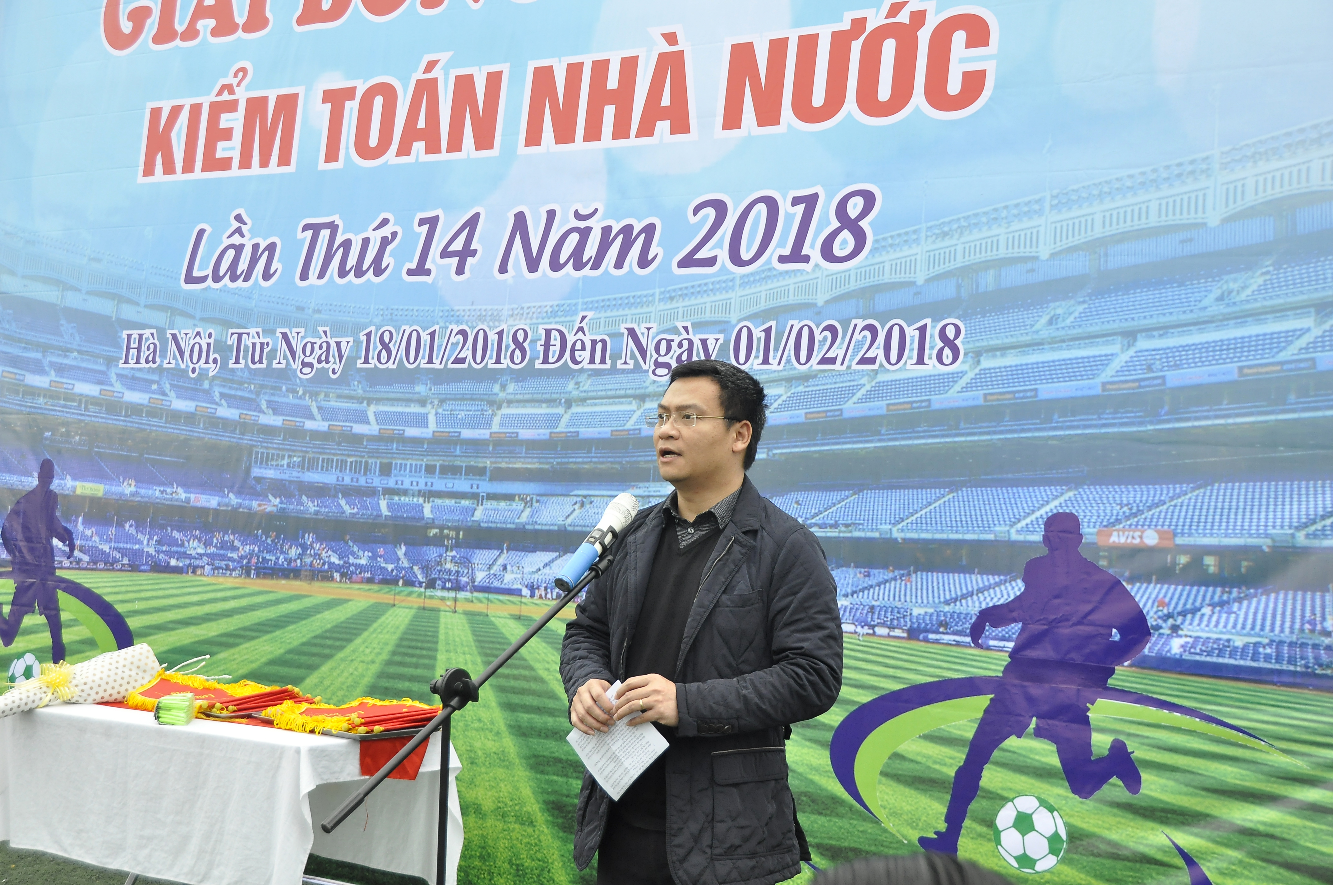 Ủy viên BCH Đảng ủy KTNN, Bí thư Đoàn Thanh niên KTNN Ngô Đạt Trí phát biểu khai mạc Giải