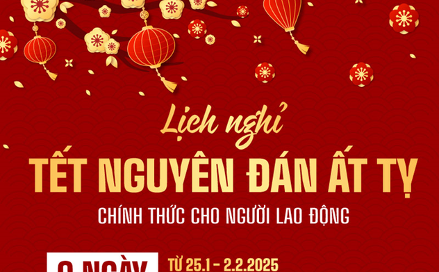 Tết Nguyên đán Ất Tỵ 2025: Cán bộ, công chức, viên chức được nghỉ 9 ngày liên tục