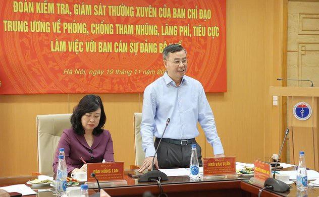 Tổng Kiểm toán nhà nước Ngô Văn Tuấn làm việc với Bộ Y tế về công tác phòng, chống tham nhũng, lãng phí, tiêu cực